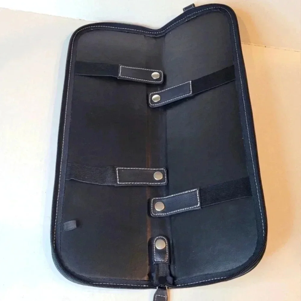 GEOFFREY BEENE Black Leather Tie Case Holder Travel Case Vintage